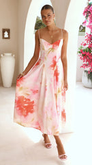 Raya Midi Dress - Pink Floral