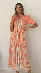 Magnolia Midi Dress - Acacia Palm Melon