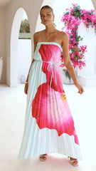 Neve Strapless Maxi Dress - Blue/Pink Floral