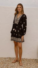 Delainey Mini Dress - Black/Beige