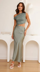 Ruby Asymmetrical Maxi Dress - Sage