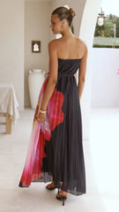 Neve Strapless Maxi Dress - Black/Pink Floral