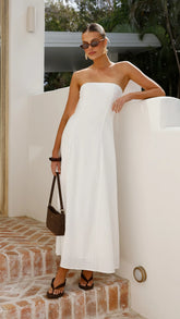 Astrid Strapless Maxi Dress - White