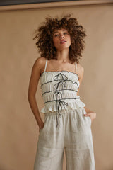 Alicia Ruffle Smocked Bow Top