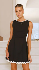 Aceline Mini Dress - Black/White