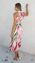 Alma Midi Dress - Lemon/Pink Floral