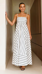 Kaethe Maxi Dress - White/Black Stripe