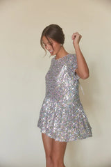 Elika Puff Sleeve Sequin Babydoll Mini Dress