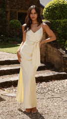 Yasmeen Tie Front Maxi Dress - Yellow