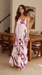 Kaethe Maxi Dress - White/Pink