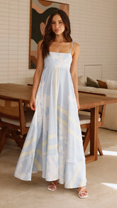 Kaethe Maxi Dress - Blue/Yellow