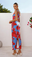 Lorina Maxi Dress - Red/Blue Floral
