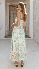 Nellie Midi Dress - Aqua Aurora Print