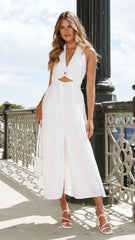 Wesley Halter Neck Maxi Dress - White