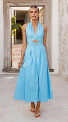 Wesley Halter Neck Maxi Dress - Blue
