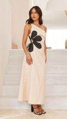 Nancia Maxi Dress - Beige / Black