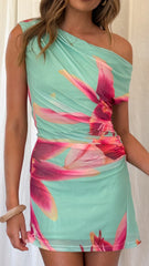 Angela Mini Dress - Green Paradise