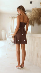 Liara Strapless Mini Dress - Brown/White Polka