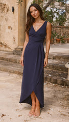 Pamela V Neck Maxi Dress - Navy