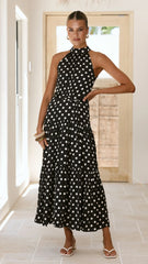 Dawson Maxi Dress - Black / White Polka Dot