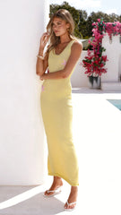 Tamasha Knit Maxi Dress - Yellow / Pink Star