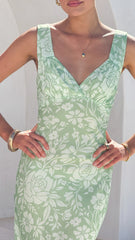 Rubie Maxi Dress - Lime Floral