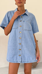 Rayna Denim Mini Dress - Light Denim