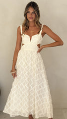 Jenny Side Cut Midi Dress - Cream