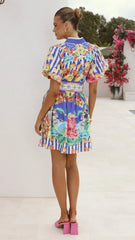 Talisha Mini Dress - Positano Cobalt