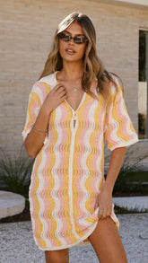 Izzi Knit Mini Dress - Sunset