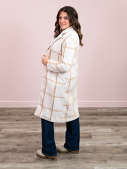 *NEW* DEX | Ellis Longline Coat | Cream & Mocha Windowpane