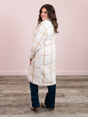 *NEW* DEX | Ellis Longline Coat | Cream & Mocha Windowpane