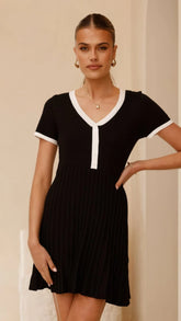 Kaylee Pleat Dress - Black