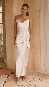 Yasmeen Tie Front Maxi Dress - Pink