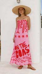 Elidie Strapless Maxi Dress - Pink/Red Tide
