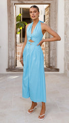 Wesley Halter Neck Maxi Dress - Blue