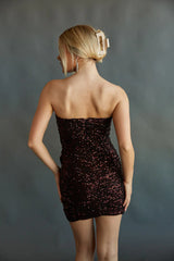 Veronica Strapless Ruched Sequin Bodycon Mini Dress