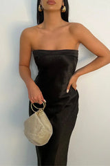 Leila Strapless Satin Slip Midi Dress