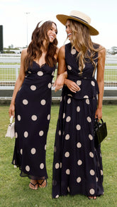 Jianna Maxi Dress - Black/Cream Polka