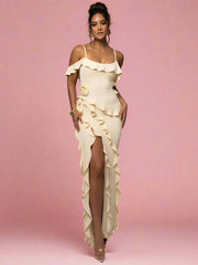 Siren Slit Maxi Ruffled Dress