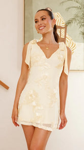 Usha Tie Strap Mini Dress - Yellow