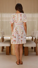 Kelsie Short Sleeve Mini Dress - Leah Print