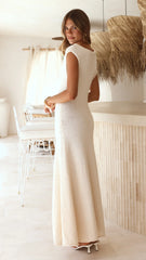 Tanaya Knit Off Shoulder Maxi Dress - Natural