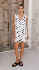Vanessa Mini Dress - White Polka