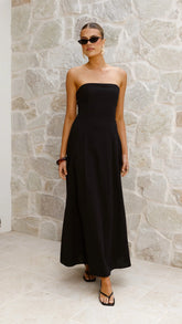 Astrid Strapless Maxi Dress - Black