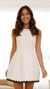 Aceline Mini Dress - Oat/Black