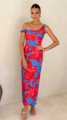 Lorina Maxi Dress - Red/Blue Floral