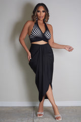 One baddie girl Sexy Striped Cropped Knitted Top