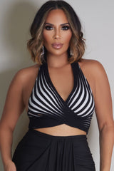 One baddie girl Sexy Striped Cropped Knitted Top