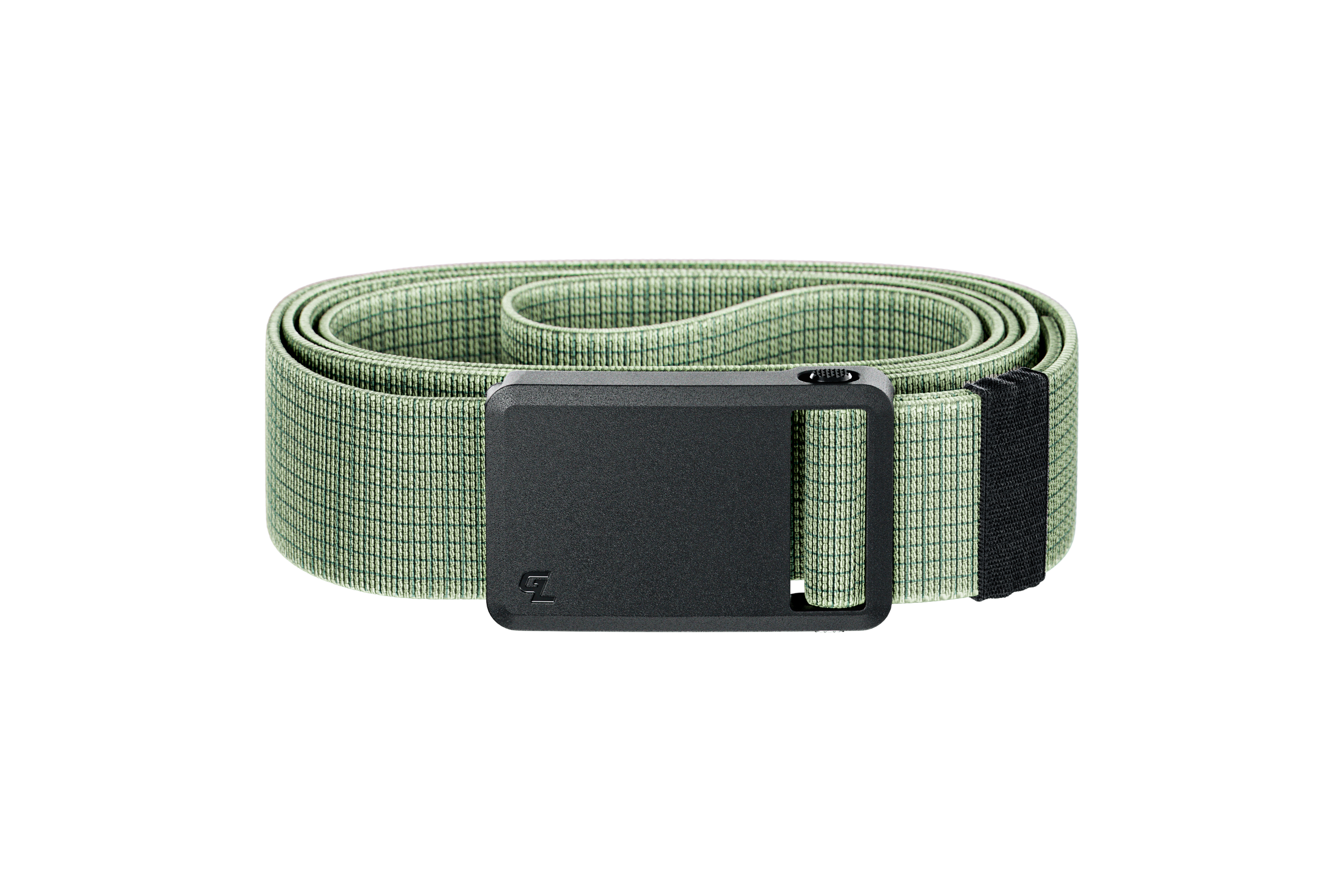 Green belt with a black buckle on a white background